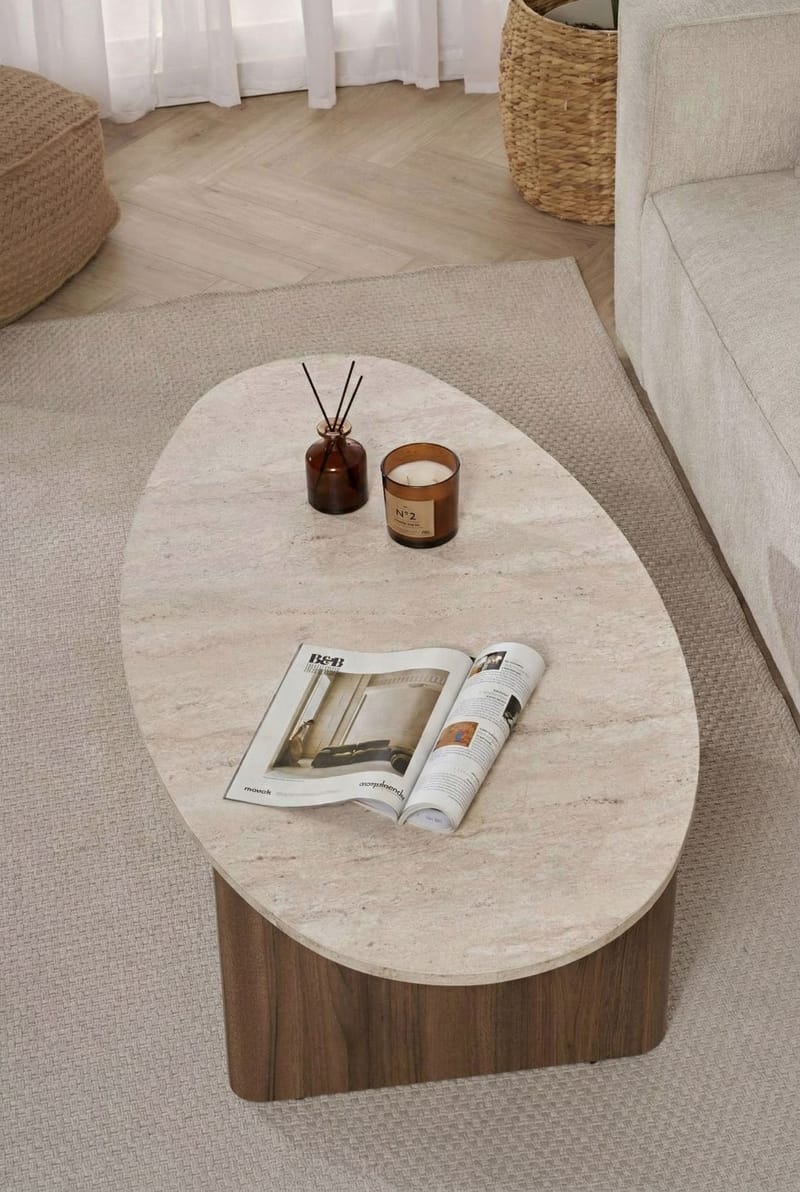 Ceyra Soffbord 120x40x65 cm - Travertine Walnut - Möbler - Bord & matgrupper - Soffbord