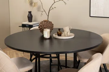 Copenhagen Rund Matgrupp 140 cm med 4 Velvet Matstolar - svart och beige - Möbler - Bord & matgrupper - Matgrupper