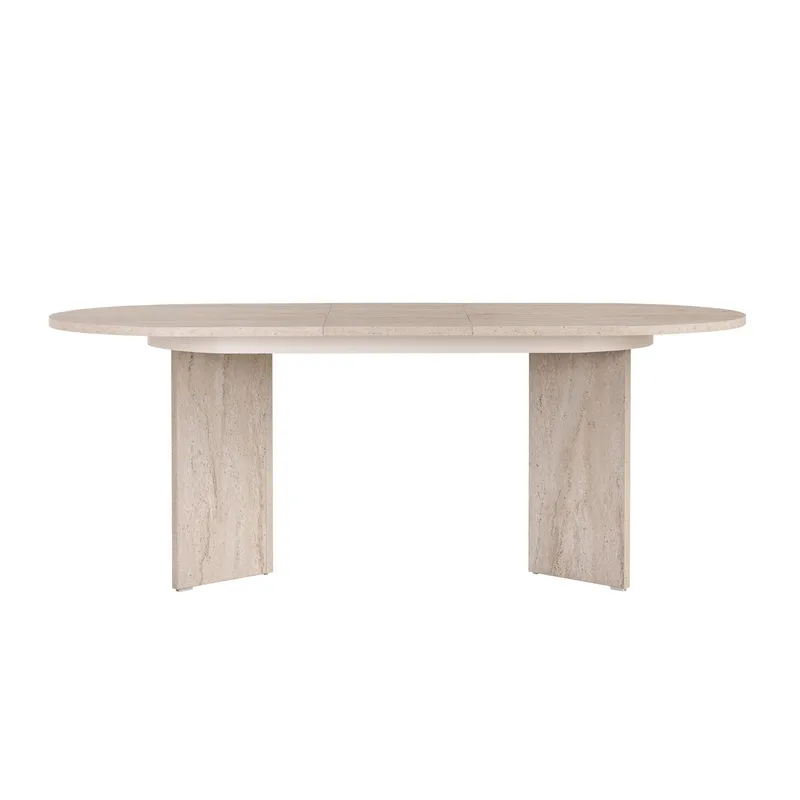 Dano Förlängningsbart Ovalt Matbord 160-200x90 cm med Travertinutseende - Beige - Möbler - Bord & matgrupper - Matbord & köksbord