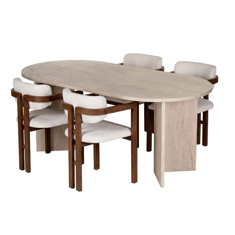 Dano Matgrupp 180 cm med 4 stolar, Vit
