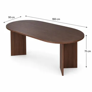Dano Oval Matgrupp 180 cm – Matbord med 6 Nibe Plus Matstolar med Trä- och Valnötsutseende - Brun|Greige - Möbler - Bord & matgrupper - Matgrupper