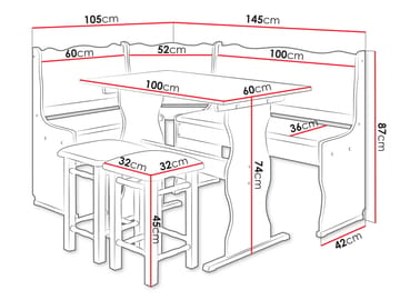 Drosbacken 7-sits Matgrupp för kök - Ljusbrunt trä och antracitfärgad klädsel - Möbler - Bord & matgrupper - Matgrupper