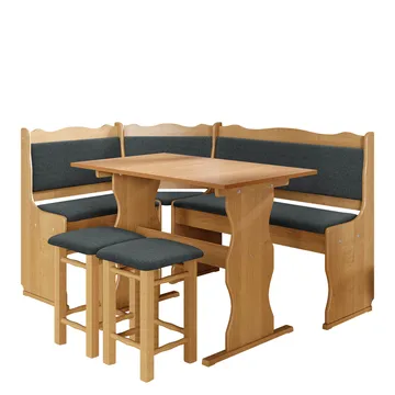 Drosbacken 7-sits Matgrupp för kök - Ljusbrunt trä och antracitfärgad klädsel - Möbler - Bord & matgrupper - Matgrupper
