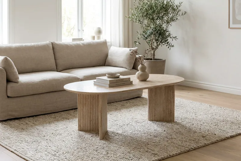 Edda Soffbord Oval 120 cm - Travertin - Möbler - Bord & matgrupper - Soffbord