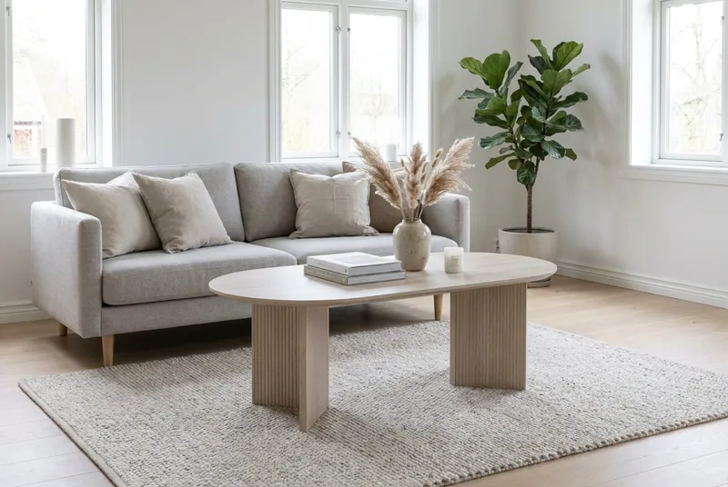 Edda Soffbord Oval 120 cm - Vitlaserad - Möbler - Bord & matgrupper - Soffbord