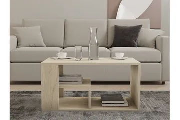 Eros 80 cm Rektangulärt Soffbord med Hyllor i Trä - Beige - Möbler - Bord & matgrupper - Soffbord