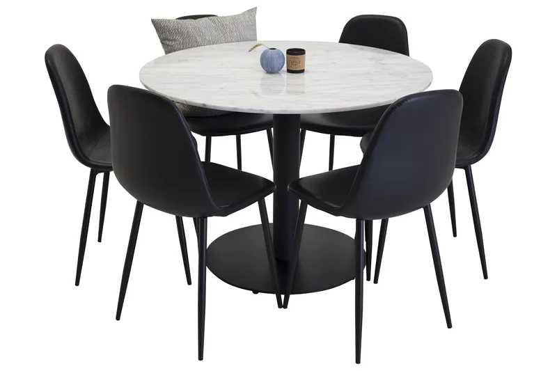 Estelle Matgrupp 106 cm Rund med 6 Polar stolar, Svart