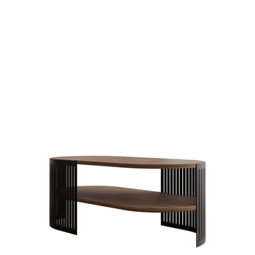 Friend Ovalt Soffbord med Hyllor 100x40 cm i Trä med Metallunderrede - Svart|Brun - Möbler - Bord & matgrupper - Soffbord
