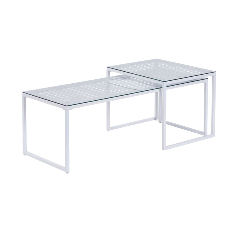 Galilo Satsbord 100 cm Set om 2 - Transparent och matt vit - Möbler - Bord & matgrupper - Soffbord