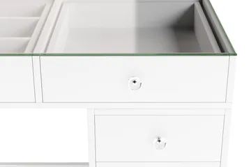 Glow Stort sminkbord med glasskiva - Förvaring med lådor och fack  120 cm - Vit - Möbler - Bord & matgrupper - Sminkbord & toalettbord