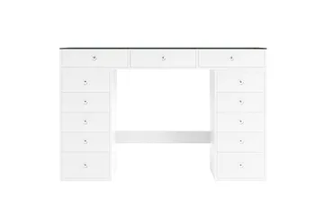 Glow Stort sminkbord med glasskiva - Förvaring med lådor och fack  120 cm - Vit - Möbler - Bord & matgrupper - Sminkbord & toalettbord