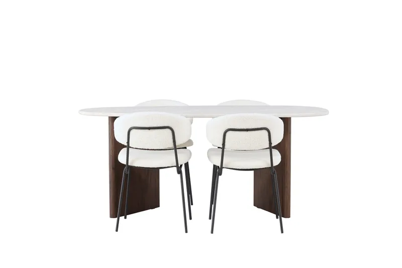 Grönvik Matgrupp 180 cm Oval med 4 Chico Stolar, Mocca
