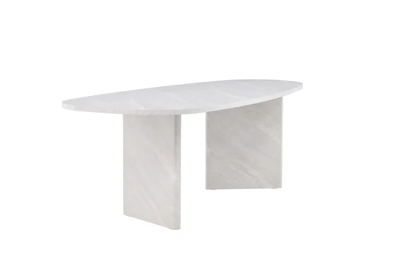 Grönvik Stort Asymmetriskt Matbord 220 cm i Trä med Marmorutseende - Ljusgrå - Möbler - Bord & matgrupper - Matbord & köksbord