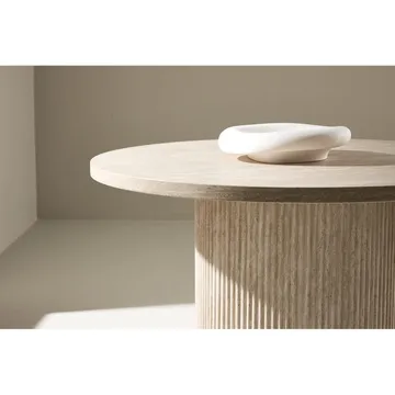 Härön Runt Soffbord 80 cm i Sten med Räfflad Pelarfot - Beige - Möbler - Bord & matgrupper - Soffbord