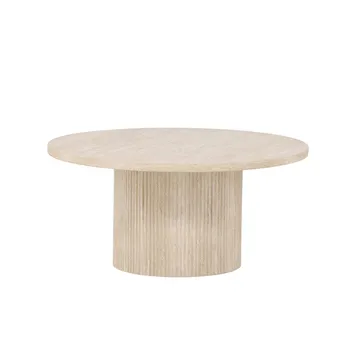 Härön Runt Soffbord 80 cm i Sten med Räfflad Pelarfot - Beige - Möbler - Bord & matgrupper - Soffbord