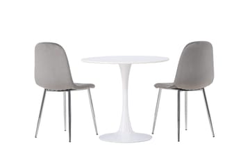 Hamden Matbord 80 cm med 2 Eva Matstol - Ljusgrå, Vit - Möbler - Bord & matgrupper - Matgrupper