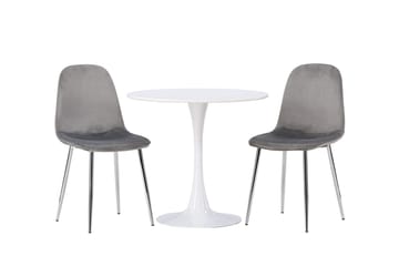 Hamden Matbord 80 cm med 2 Eva Matstol - Ljusgrå, Vit - Möbler - Bord & matgrupper - Matgrupper