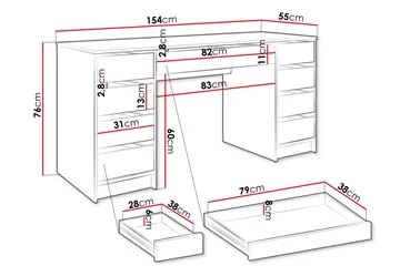 Harland Sminkbord 154 cm - Vit - Möbler - Bord & matgrupper - Sminkbord & toalettbord