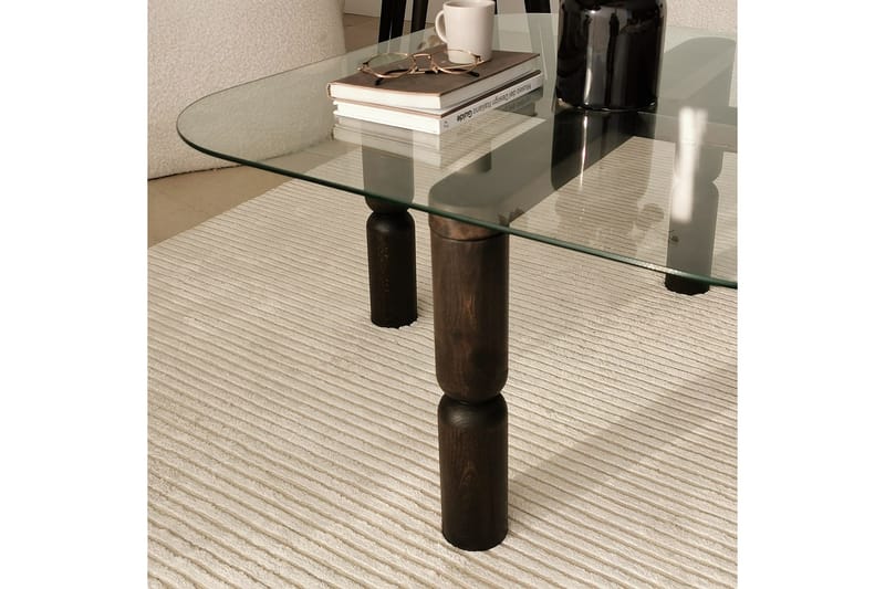 Harman Ovalt Soffbord 80 cm i Glas och Trä med Svarvade Ben - Klar - Möbler - Bord & matgrupper - Soffbord
