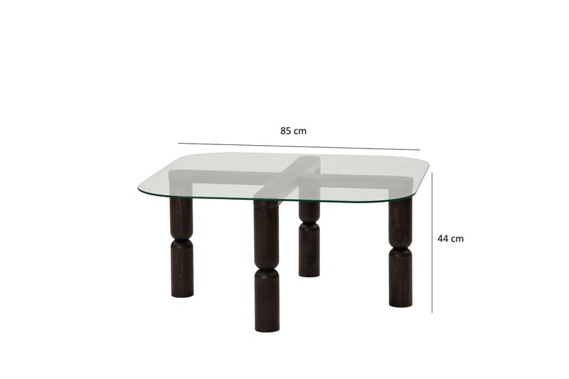 Harman Ovalt Soffbord 80 cm i Glas och Trä med Svarvade Ben - Klar - Möbler - Bord & matgrupper - Soffbord
