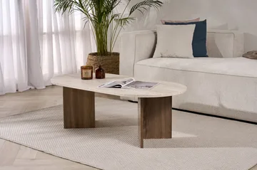 Hasina Soffbord 119 cm Oval - Travertin Och Valnöt - Möbler - Bord & matgrupper - Soffbord