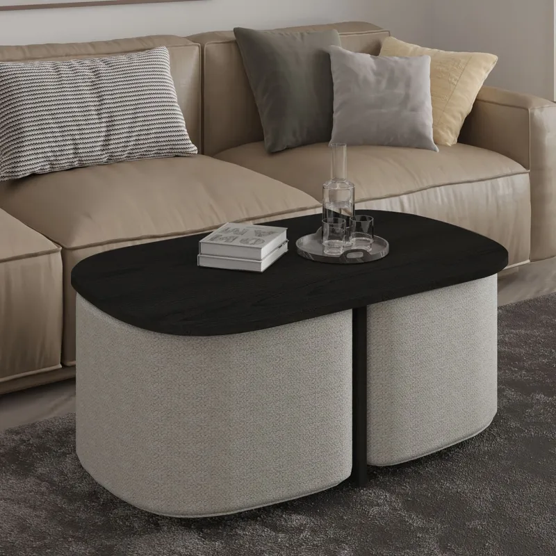 Hu Soffbordsset 90x42,9x45 cm, Svart