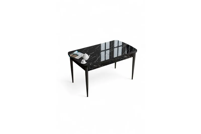 Javren Matbord 114 cm Rektangulär, Svart Marmor/Svart