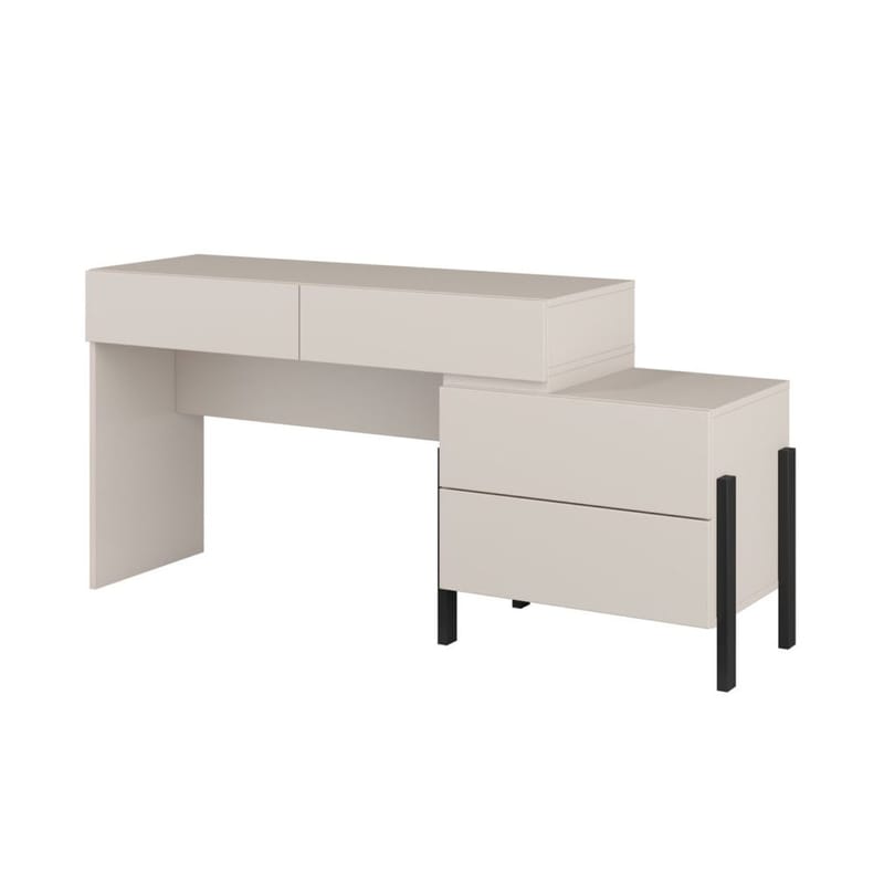 Jukon S Sminkbord med 4 Lådor i Trä med Metallben, Ljusbeige
