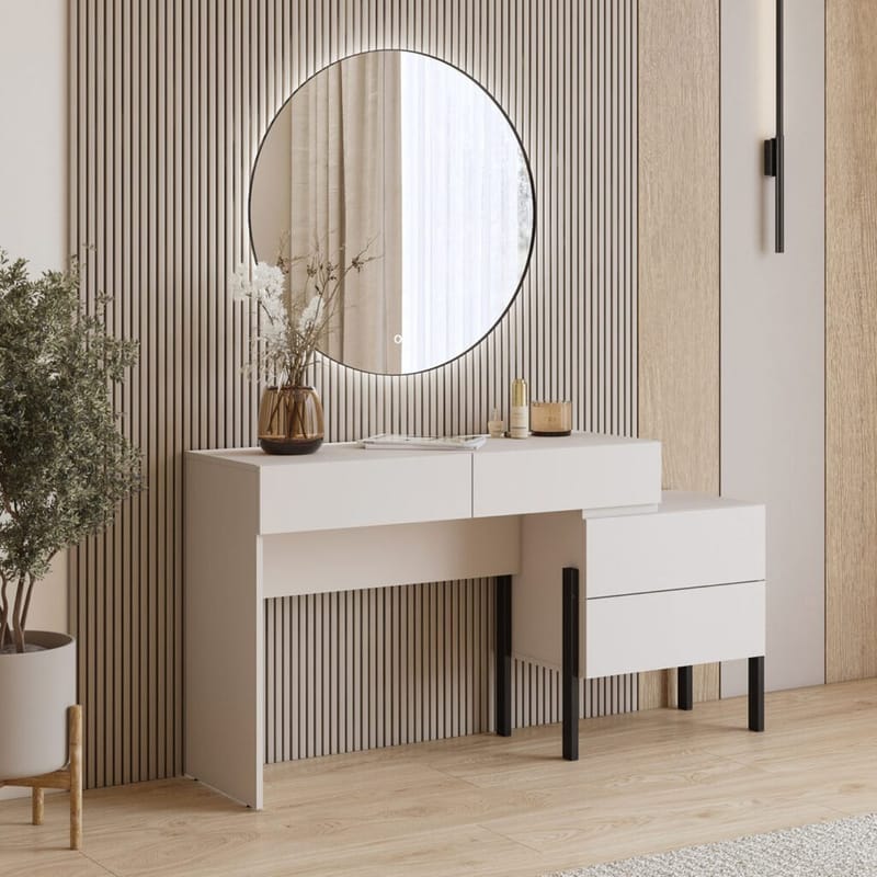 Jukon S Sminkbord med 4 Lådor i Trä med Metallben - Ljusbeige - Möbler - Bord & matgrupper - Sminkbord & toalettbord