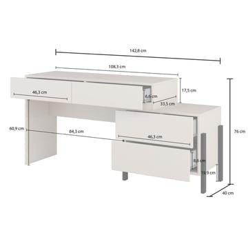 Jukon S Sminkbord med 4 Lådor i Trä med Metallben - Ljusbeige - Möbler - Bord & matgrupper - Sminkbord & toalettbord