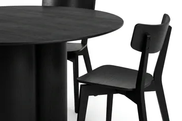 Juno Matgrupp 130 cm runt i Svart med 6 Amelia Matstolar - Svart - Möbler - Bord & matgrupper - Matgrupper