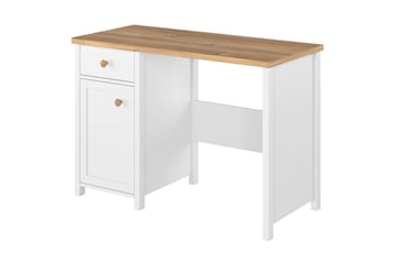 Bioley Skrivbord 110 cm med Förvaring Låda + Skåp - Beige/Vit - Möbler - Bord & matgrupper - Kontorsbord - Skrivbord