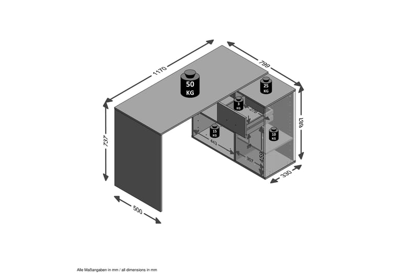 Colatosti Hörnskrivbord 117 cm med Förvaring - Mörkbrun - Möbler - Bord & matgrupper - Kontorsbord - Skrivbord - Hörnskrivbord