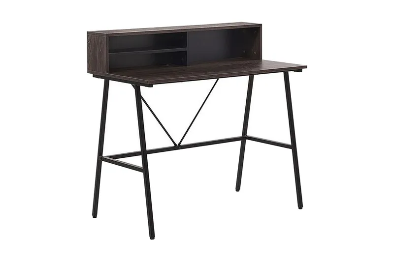 Mekesha Skrivbord 100 cm med Förvaring Hyllor, Mörkbrun