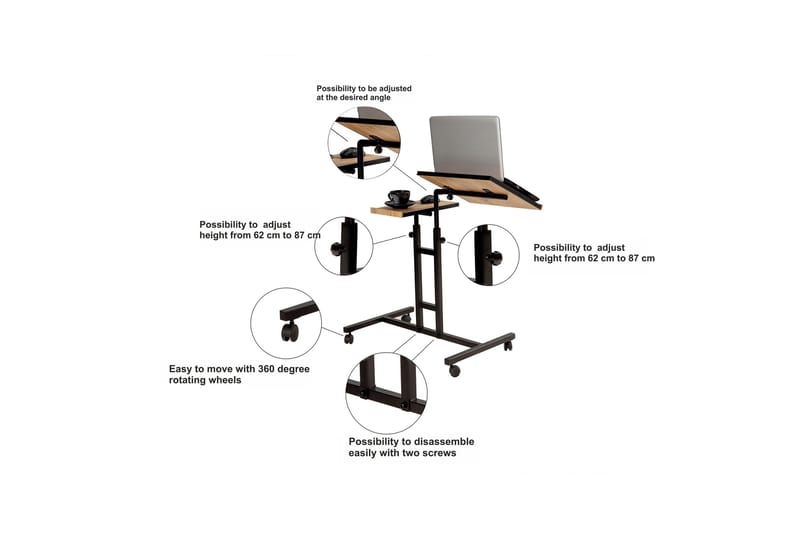 Morse Ståskrivbord 67 cm - Trä/natur/Svart - Möbler - Bord & matgrupper - Kontorsbord - Skrivbord - Höj och sänkbart skrivbord