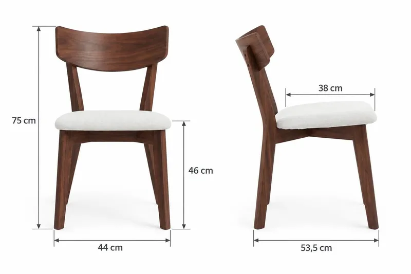 Kopparbo Matgrupp 110 cm runt i Valnöt med 4 Amelia Matstolar med Dyna - Valnöt - Möbler - Bord & matgrupper - Matgrupper
