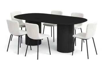 Kopparbo Matgrupp oval 180 cm Svart med 6 Katy Matstolar - Svart - Möbler - Bord & matgrupper - Matgrupper