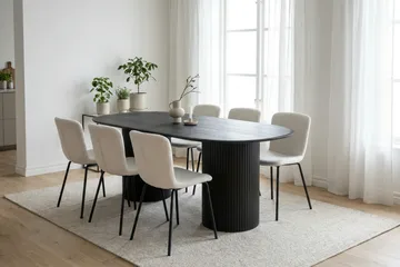 Kopparbo Matgrupp oval 180 cm Svart med 6 Katy Matstolar - Svart - Möbler - Bord & matgrupper - Matgrupper