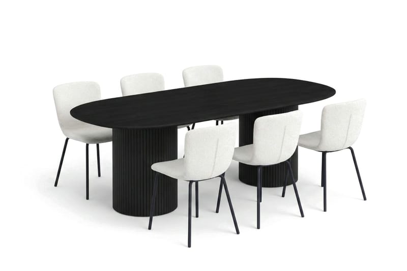 Kopparbo Matgrupp oval 180 cm Svart med 6 Katy Matstolar, Svart