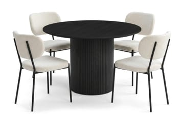 Kopparbo Matgrupp runt 110 cm Svart med 4 Gemmiano Matstolar - Svart - Möbler - Bord & matgrupper - Matgrupper