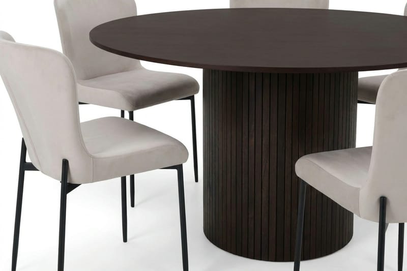 Kopparbo Matgrupp runt 130 cm Rökt Ek med 6 Elsie Matstolar - Rökt ek/Beige - Möbler - Bord & matgrupper - Matgrupper
