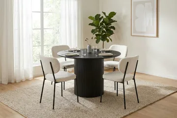 Kopparbo Runt Matbord 110 cm med Trä- och Svartlaserad Ek-utseende - Svartlaserad ek - Möbler - Bord & matgrupper - Matbord & köksbord