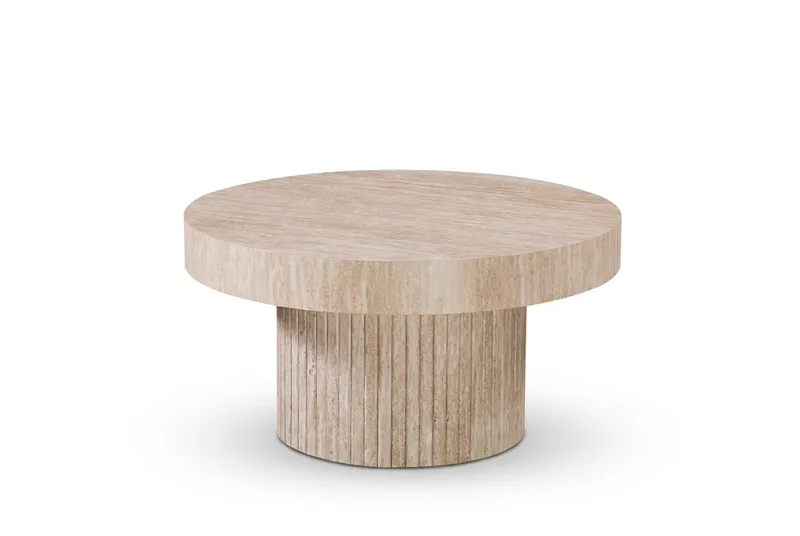 Kopparbo Soffbord Rund 85 cm tjock bordsskiva - Travertin - Möbler - Bord & matgrupper - Soffbord