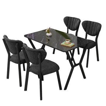 Krylor Matgrupp Bord 110 cm + 4 Stolar - Antracit Och Svart - Möbler - Bord & matgrupper - Matgrupper