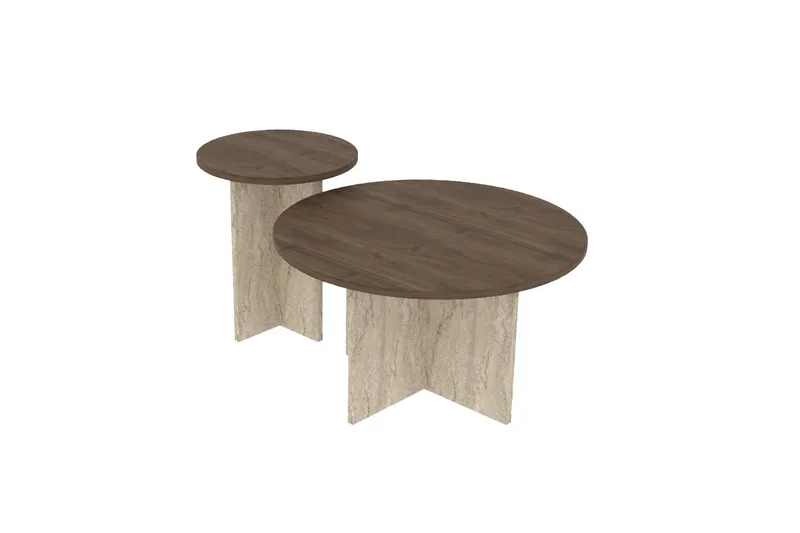 Lorricus Soffbord 70 cm Rund - Valnöt Och Travertin - Möbler - Bord & matgrupper - Soffbord