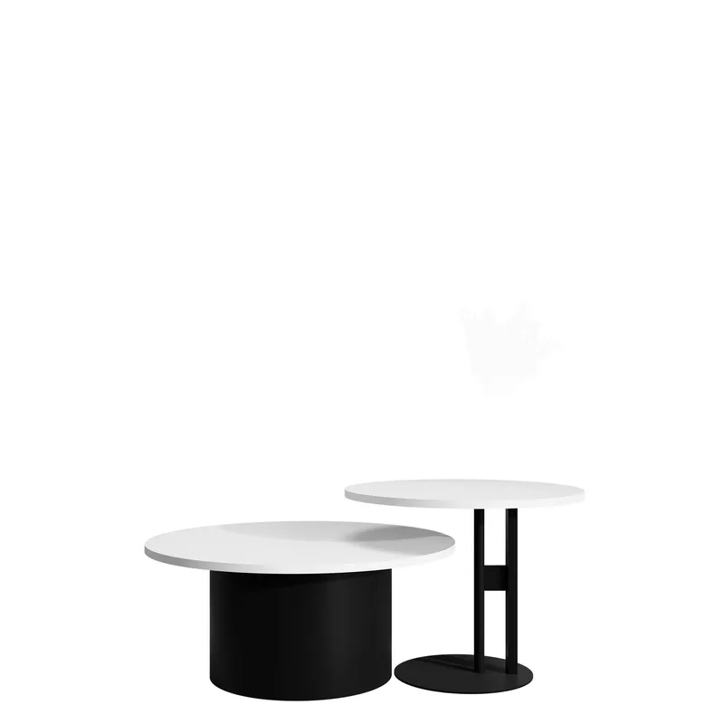 Lorvyn Satsbord rund 58/75 cm, Vit, svart
