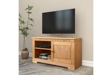 Lowboard Golvstående Tv Bänk 94 cm med Förvaring i Furu - Honungsbrun - Möbler - Tv möbel & mediamöbel - TV bänk & mediabänk