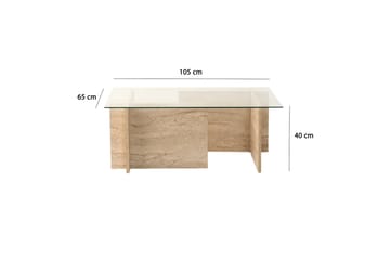 Malpani 105 cm Rektangulärt Soffbord i Sten och Glas - Klar - Möbler - Bord & matgrupper - Soffbord