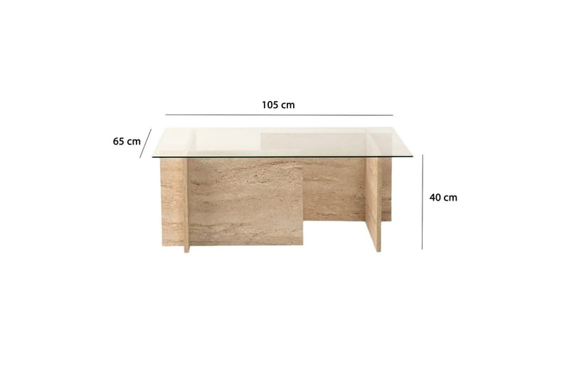 Malpani 105 cm Rektangulärt Soffbord i Sten och Glas - Klar - Möbler - Bord & matgrupper - Soffbord