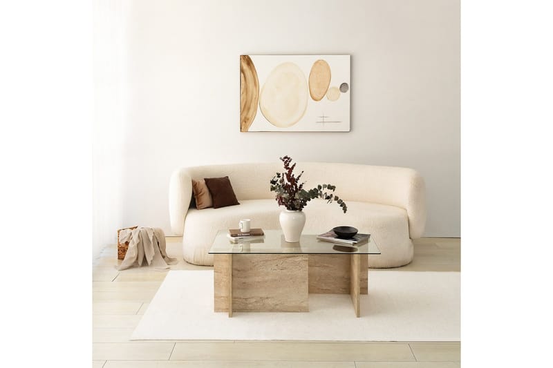 Malpani 105 cm Rektangulärt Soffbord i Sten och Glas - Klar - Möbler - Bord & matgrupper - Soffbord
